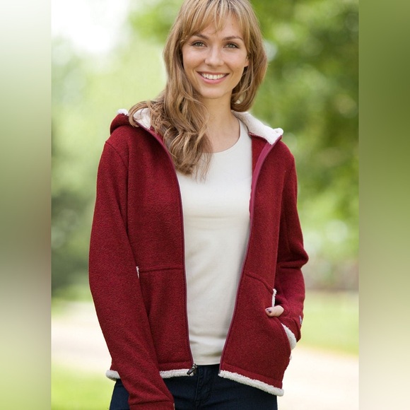 Kuhl Fleece Full Zip Hoodie Hooded Sweatshirt Alfpaca Dark Red Size Medium T - Picture 2 of 13